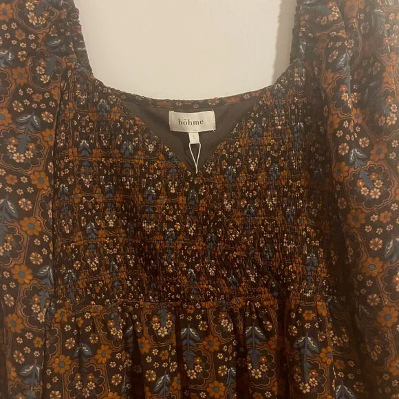 Small bohme Brown Floral Bohemian Maxi Dress (NEVER WORN) - Picture 5 of 7
